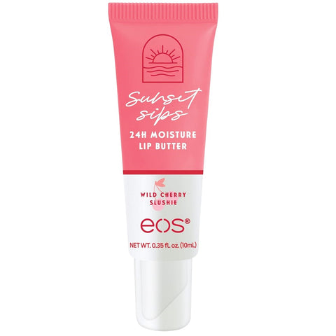 eos 10mL Sunset Sips Wild Cherry Slushie 24h Moisture Lip Butter Tube