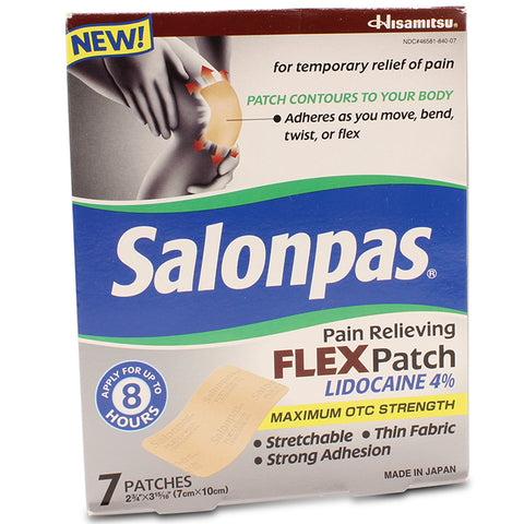 Salonpas Lidocaine 4% 7 Pack Pain Relieving Flex Patch 7 x 10cm