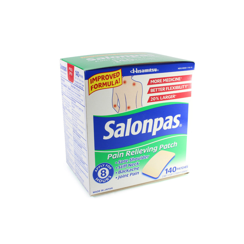 Salonpas 140 Patches for Pain Relief in Muscles and Joints 7.2 x 4.6 cm