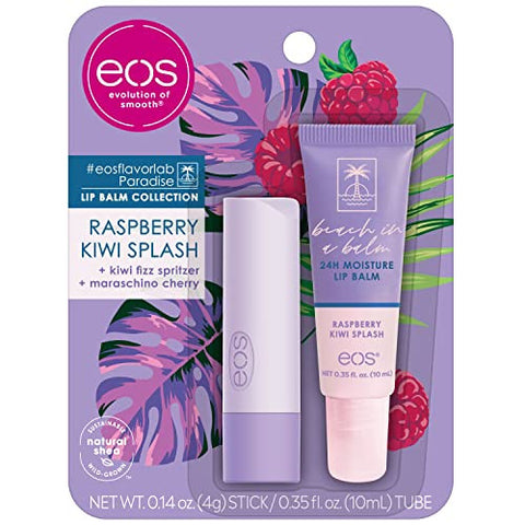 Eos 2 Pack Raspberry Kiwi Splash Lip Balm Stick and Tube