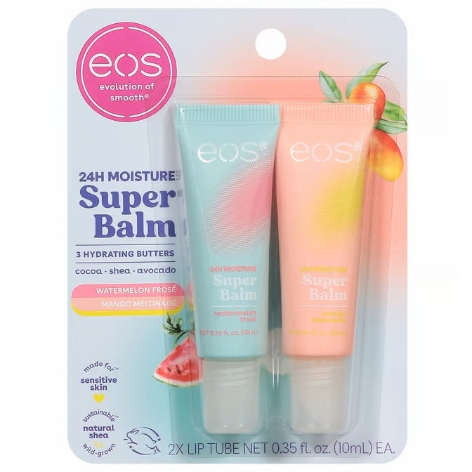 Eos 2 Pack 24 H Moisture Super Lip Balm Watermelon Frose Mango Melonade