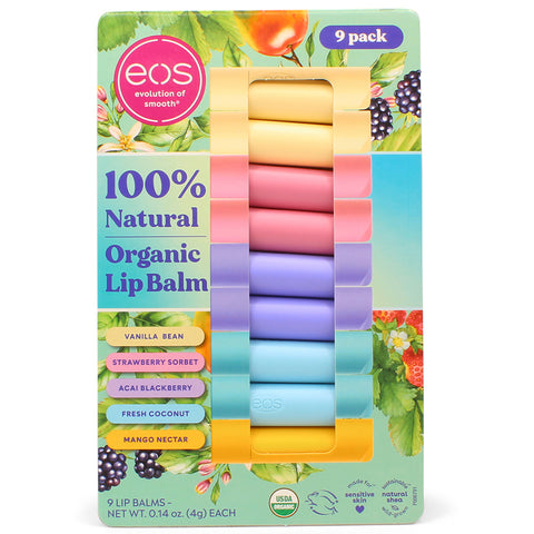 Eos 9-Pack Natural Organic Lip Balm Sticks 5 New Flavours