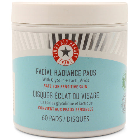First Aid Beauty 60 x Facial Radiance Exfoliating Pads with Glycolic & Lactic Acids