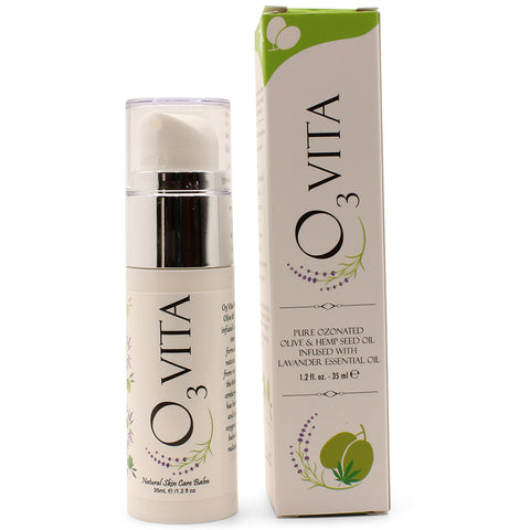 O3 Vita 1.2 oz Pure Ozonated Extra Virgin Hemp Seed, Olive and Lavender Oil Blend for Dry or Damaged Skin