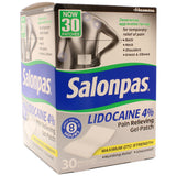 Salonpas Lidocaine 4% 30 Pack Pain Relieving Gel Patch 10 x 14cm