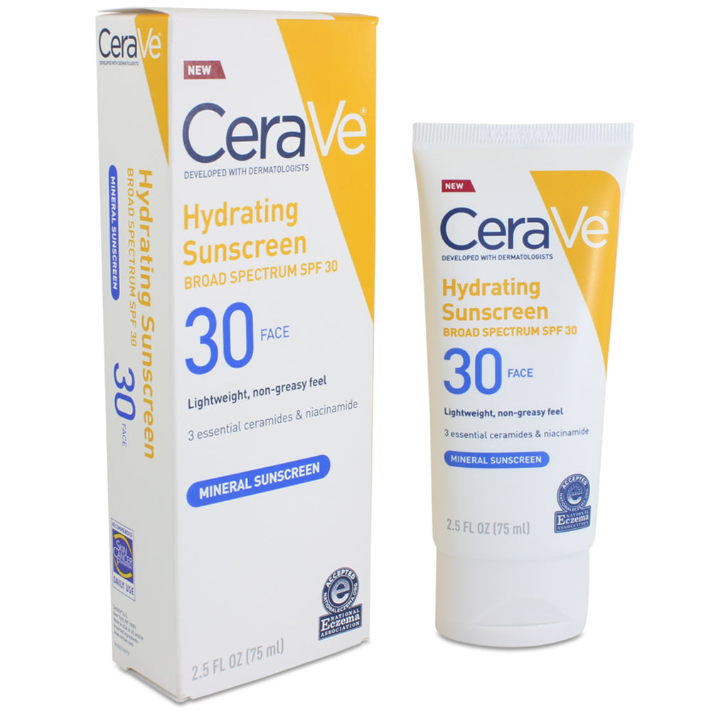 CeraVe 75mL Hydrating Lightweight Oil Free Mineral Sunscreen SPF 30