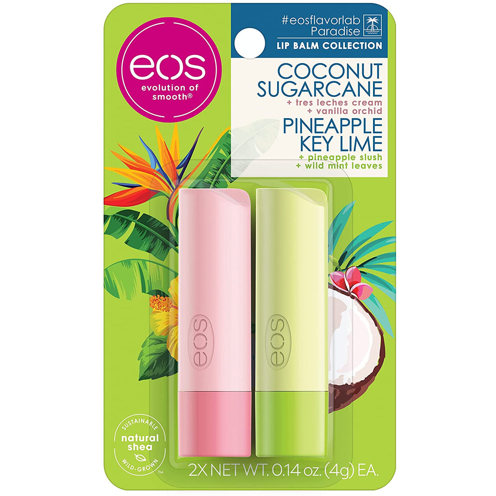 Eos 2 Pack Coconut Sugarcane and Pineapple Key Lime Lip Balm Sticks