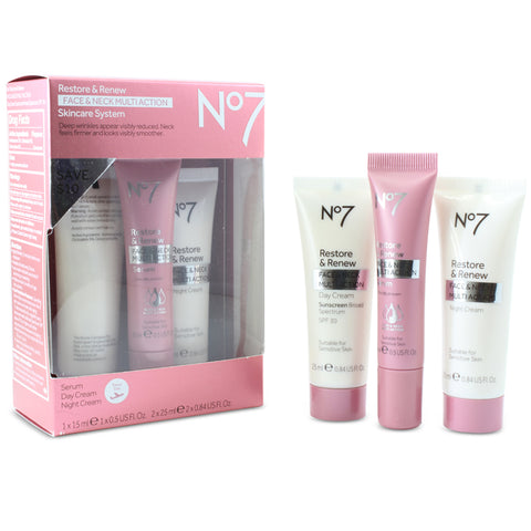 Boots No. 7 Travel Size Restore and Renew 3 Piece Skincare Kit