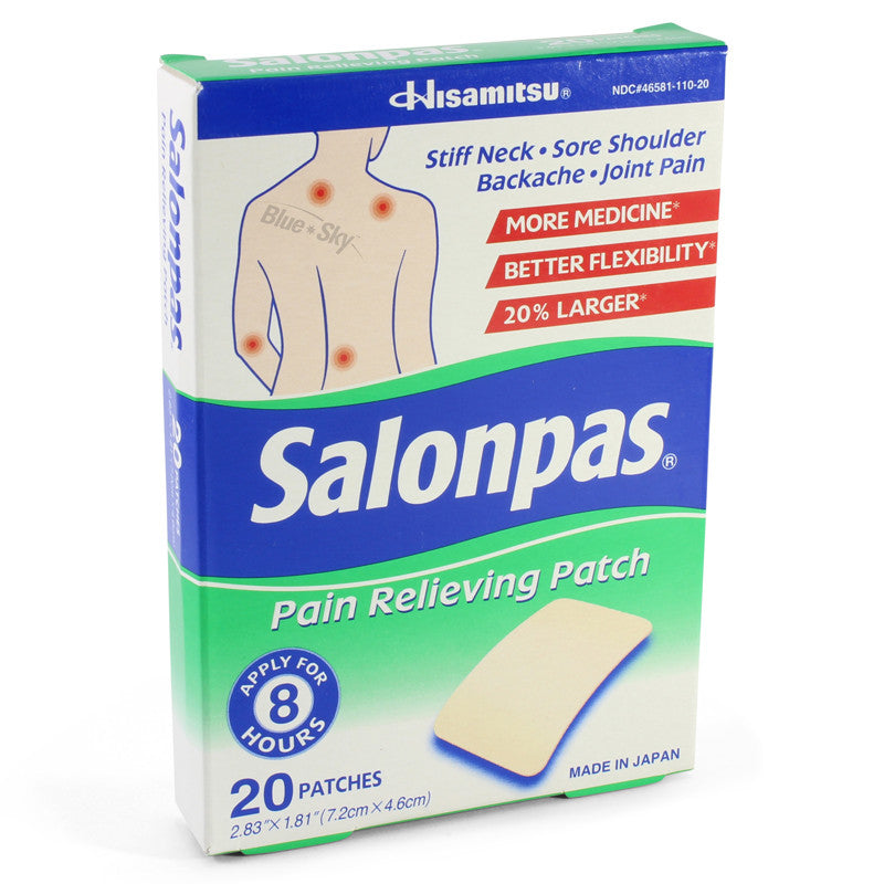 Salonpas 20 Patches for Pain Relief in Muscles and Joints 7.2 x 4.6 cm