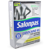 Salonpas Lidocaine 4% 6 Pack Pain Relieving Gel Patch 10 x 14cm