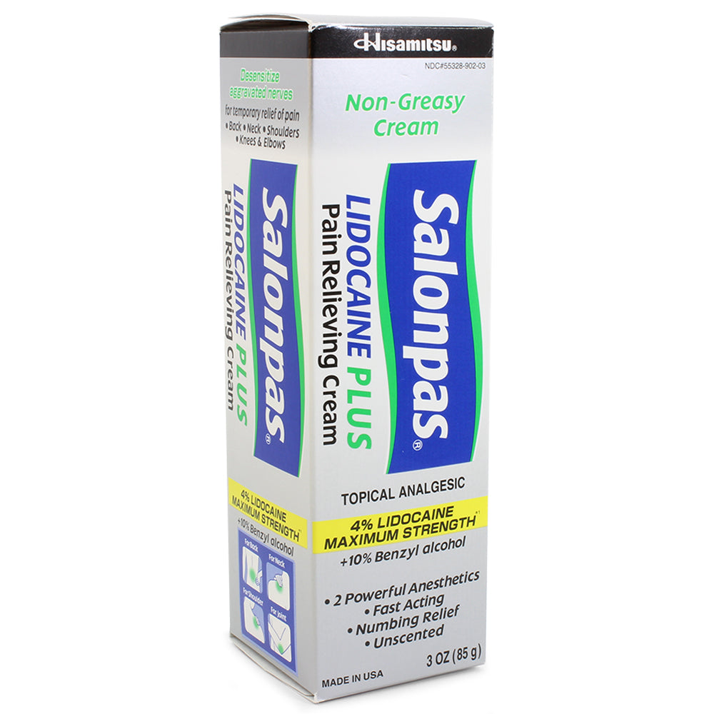 Salonpas 85mL Lidocaine Plus 4% Pain Relieving Cream