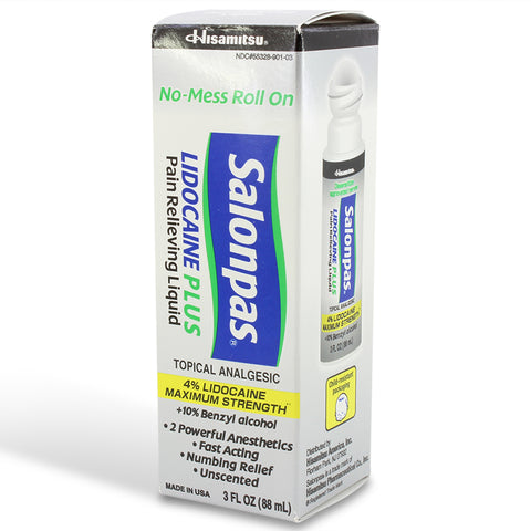 Salonpas 88mL Lidocaine Plus 4% Roll-On Pain Relieving Liquid