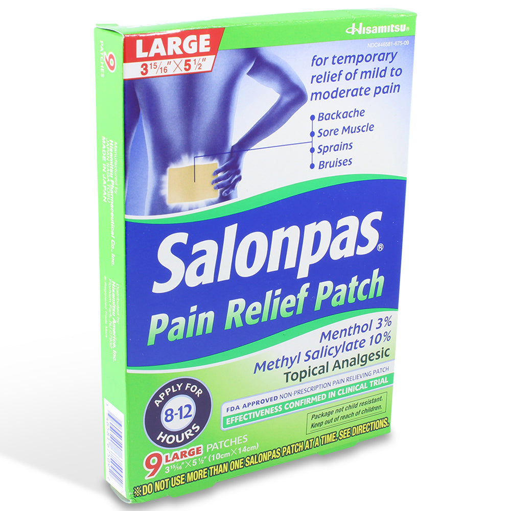 Salonpas 9 x Large 10 x 14cm Pain Relief Patches
