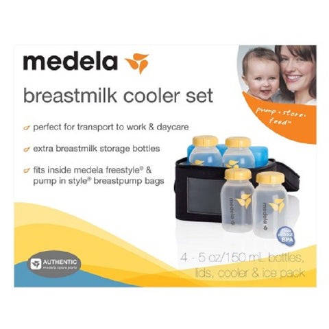 Medela 6 Piece Breast Milk Cooler Set with Bottles Ice Pack and Bag